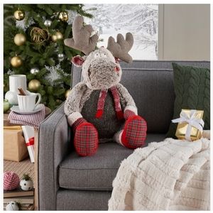 Mina Victory Plush Lines Holiday Moose 22" x 26" Brown Indoor Plush Animal